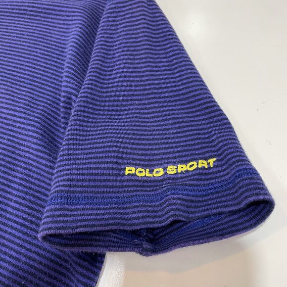 VTG 90’s Ralph Lauren Polo Sport Men’s Purple Stripe 1/4 Zip Rugby Shirt Size M - Picture 4 of 8